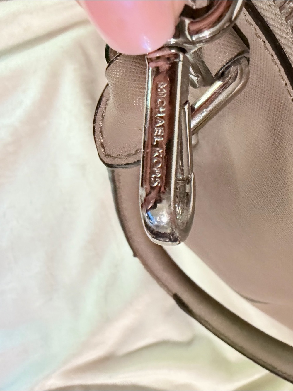 Michael Kors Taupe Saffiano Leather Satchel Bag/Crossbody - Picture 5 of 9